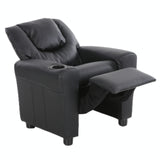 Set of 2 Oliver Kids Recliner Chair Sofa Children Lounge Couch PU Armchair Black