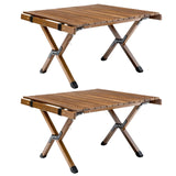 2x 62cm Foldable Bamboo Outdoor Camping Table Waterproof Wood Travel - Small