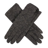 Dents Womens Plain Wool Glove With Contrast Piping Warm Winter Fleece Thermal - Charcoal/Black