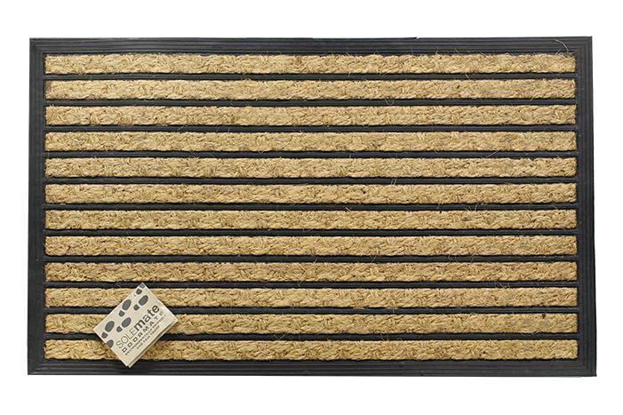 Rubber & Coir Ribbed Heavy Duty Doormat Front Door Mat Floor - 45cm x 75cm