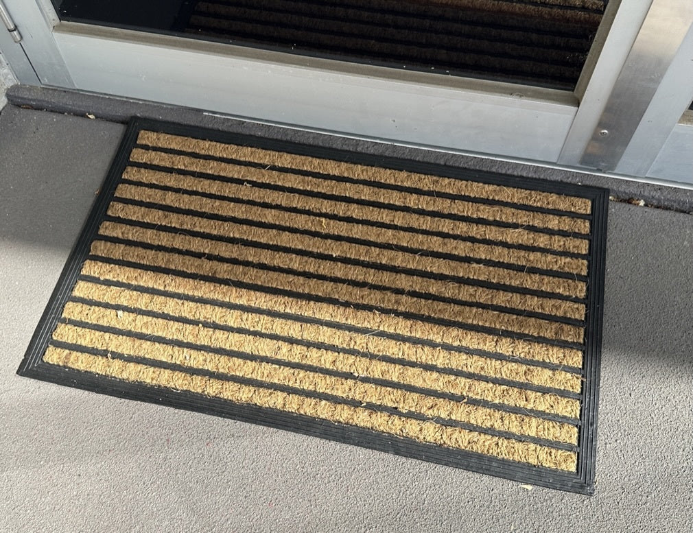 Rubber & Coir Ribbed Heavy Duty Doormat Front Door Mat Floor - 45cm x 75cm