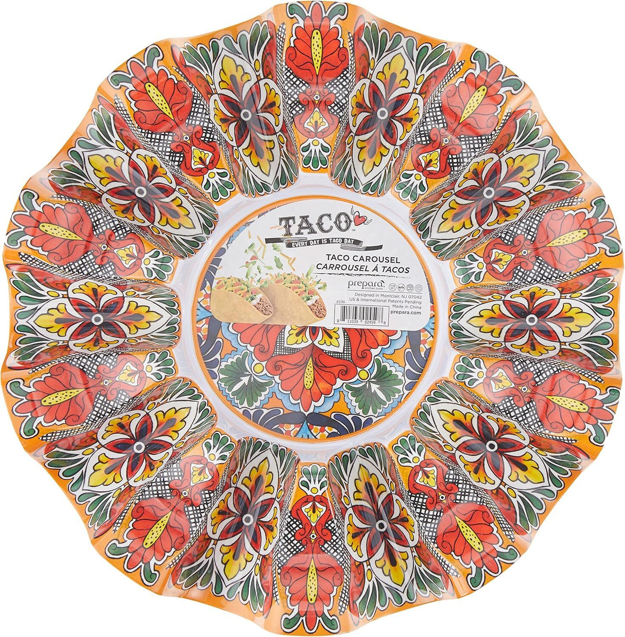 Prepara Ten Taco Carousel 10 Mexican Taco Holder in Yellow/White