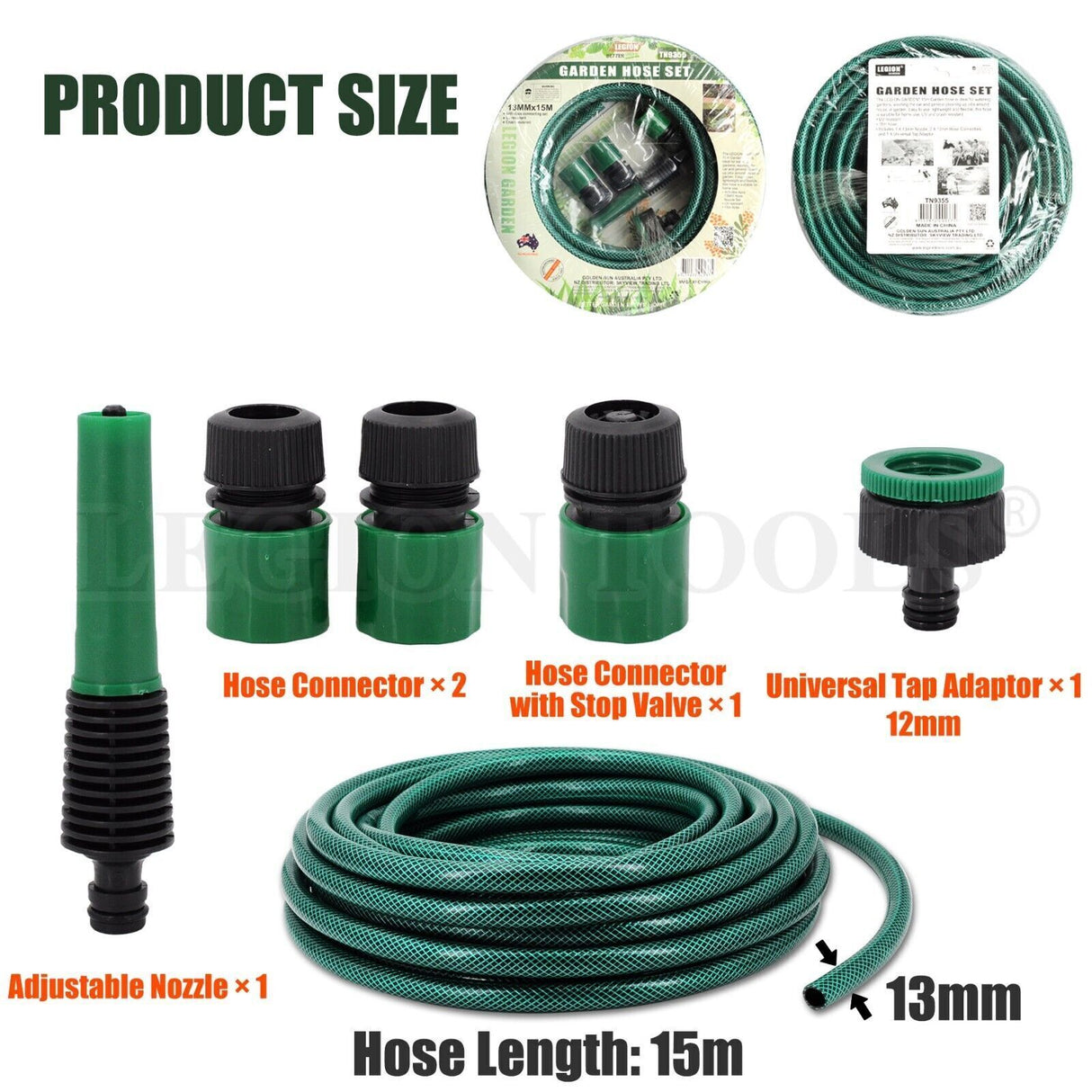 5pc Garden Water Hose Pipe w/ Connecting Set 15m For Watering Garden Car Wash