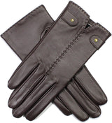 Dents Womens Audrey Leather Gloves with Fleece Lining Hand Stitched