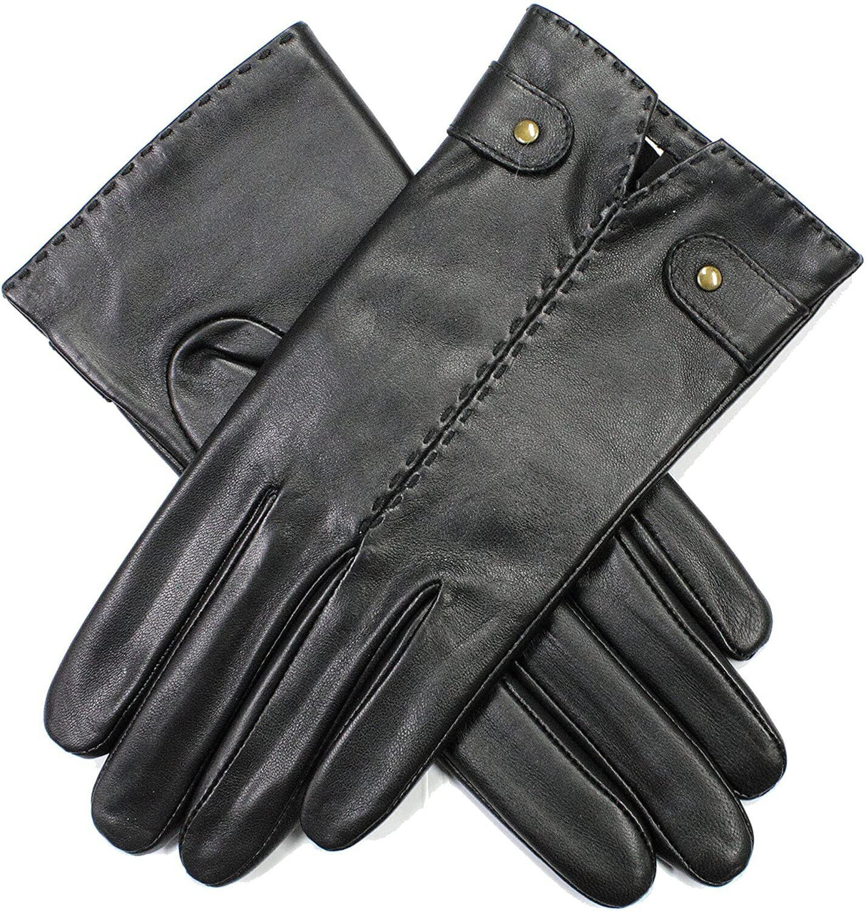 Dents Womens Audrey Leather Gloves with Fleece Lining Hand Stitched