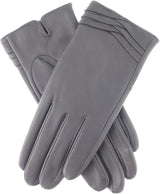 Dents Womens Leather Gloves With Pleat Detail And Fine Fleece Lining