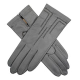 Dents Womens Leather Gloves With Button Detail, Elastic Palm & Silk Feel Lining