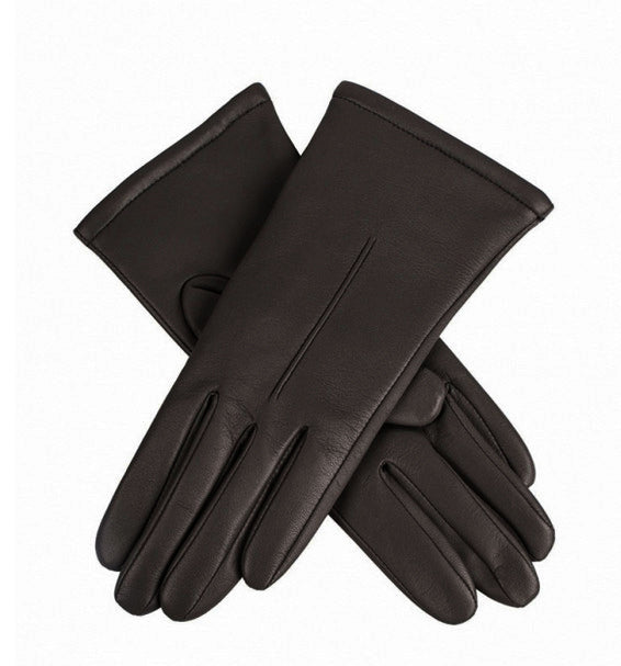 Womens Leather Gloves Warm Fleece Lined Classic Winter Glove in Black