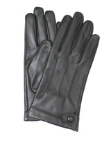 Dents Women's Leather Gloves with Stud Button and 3-Point Stitch Detail in Black