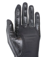 Dents Womens Leather Compression Driving Gloves with Silk Lining - Black