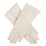 Dents Womens Leather Compression Driving Gloves with Silk Lining - Cream