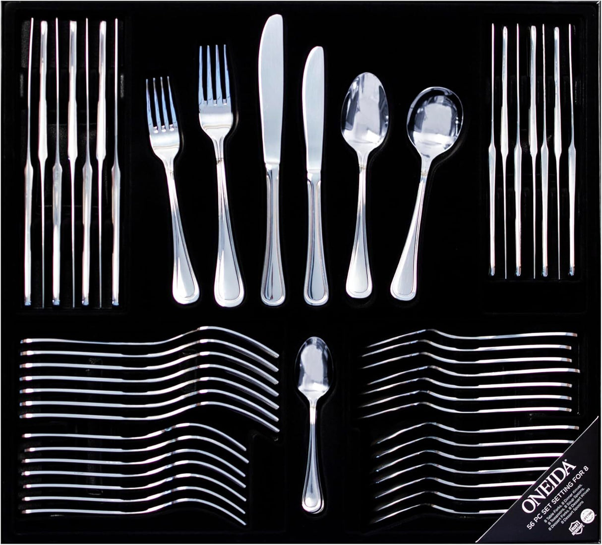 Oneida Barcelona 56pc Cutlery Butter Knives Forks Spoons Teaspoons Set in Gift Box