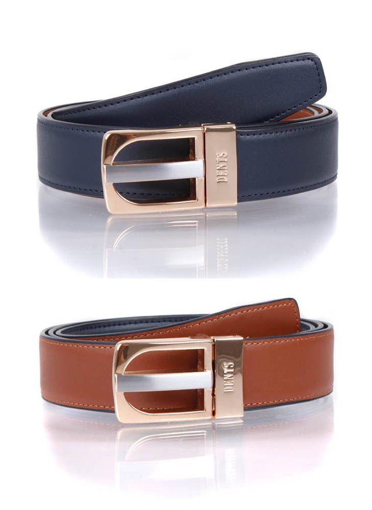 Dents Mens Reversible Leather Belt Genuine Colour Swap - Navy/Brown