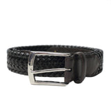 Dents Mens Stretch Plaited Leather Belt - Black/Brown