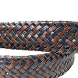 Dents Mens Stretch Plaited Leather Belt - Brown/Navy