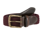 Dents Mens Elastic Stretch Belt Leather End Webbing - Burgundy