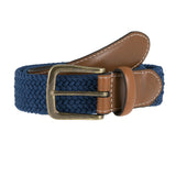 Dents Mens Elastic Stretch Belt Leather End Webbing - Ocean