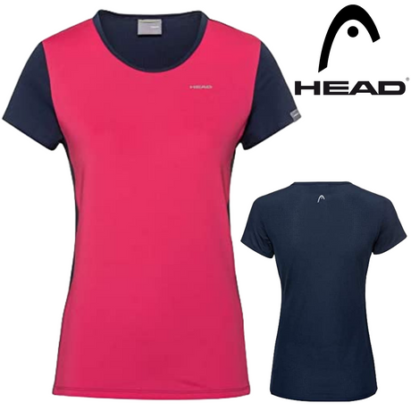 HEAD Womens Mia T-Shirt Tennis Sports Gym Workout - Magenta/Dark Blue