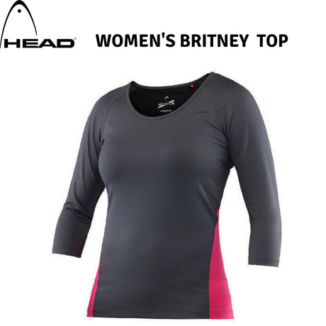 HEAD Womens Vision Britney 3/4 Sleeve Top Tennis Training - Anthracite