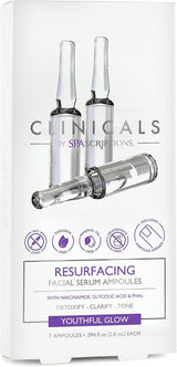 Spascriptions Clinicals Resurfacing Serum Ampoules 7-Pack 2.8ml Each Niacinamide Glycolic Acid PHAs Youthful Glow