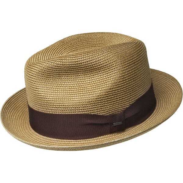 Bailey Mens Craig Braided Hat Fedora Short Brim Trilby - Tan