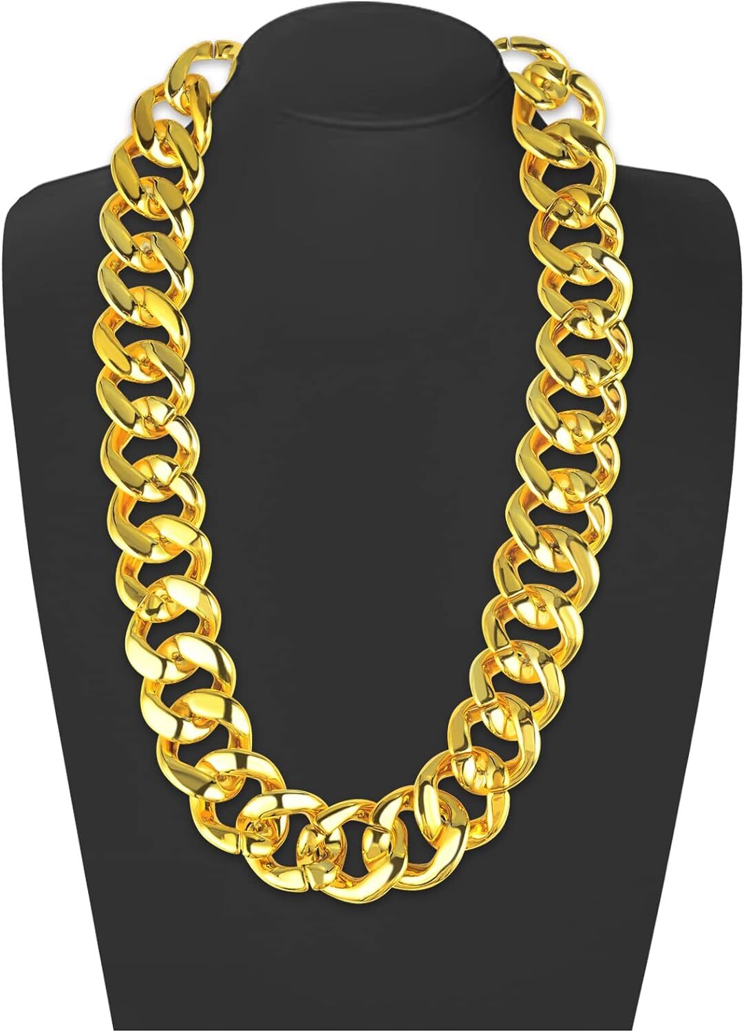 Adjustable Big Links Plastic Gold Color Chain Necklace Chunky Choker Party Costume Pimp