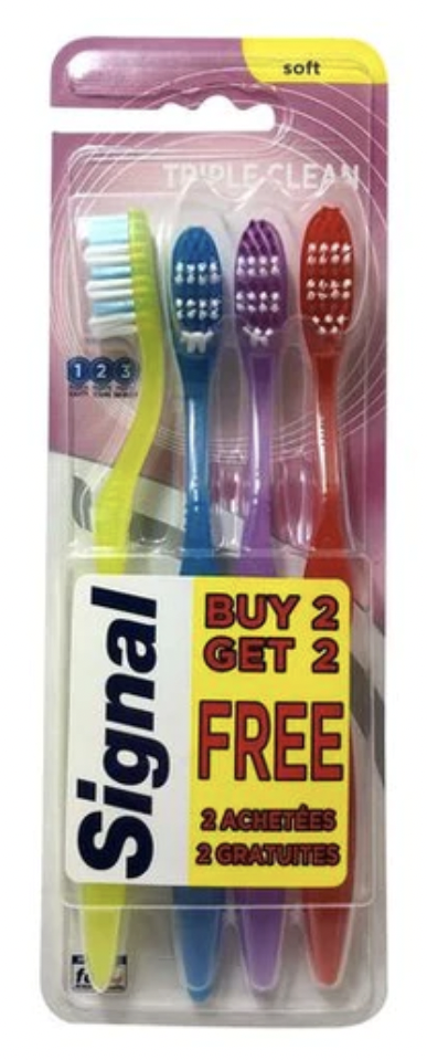 Signal Toothbrush Triple Easy Clean Soft - 1 Pack of 4