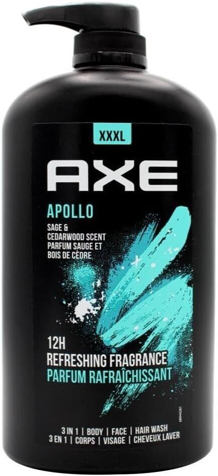 Axe 3-in-1 Apollo Sage & Cedarwood Body, Face and Hair Wash 1 Liter