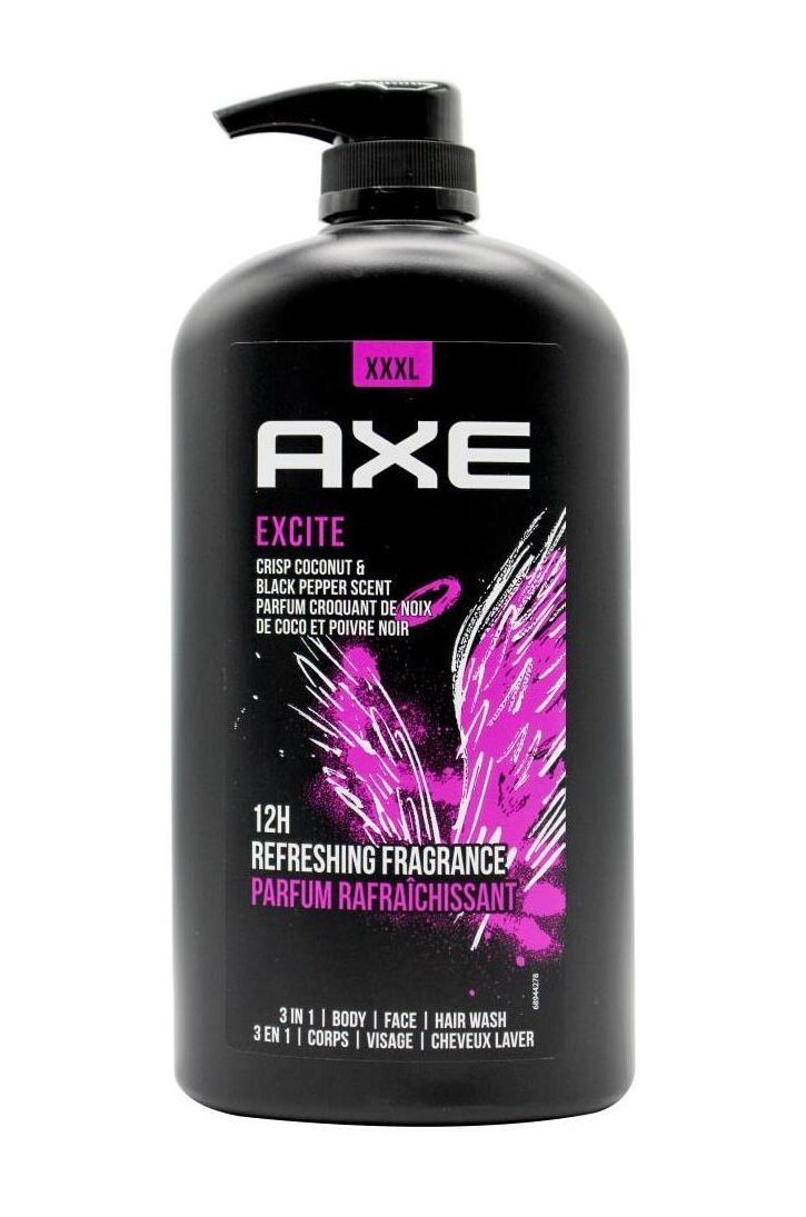 Axe 3in1 Body + Face + Hair Wash Excite Crisp Coconut & Black Pepper Scent 1L