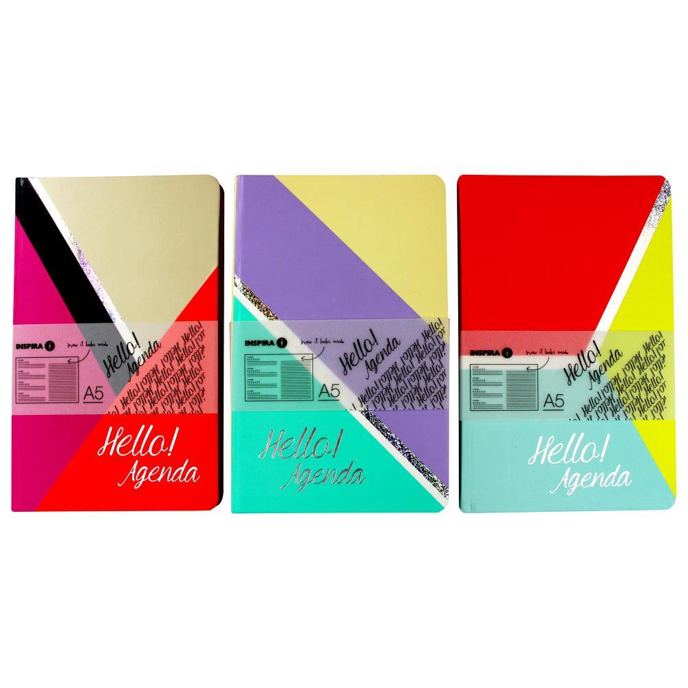 Inspira A5 Hello Agenda 96 Pages Dated Note Book Notebook - Assorted Colours