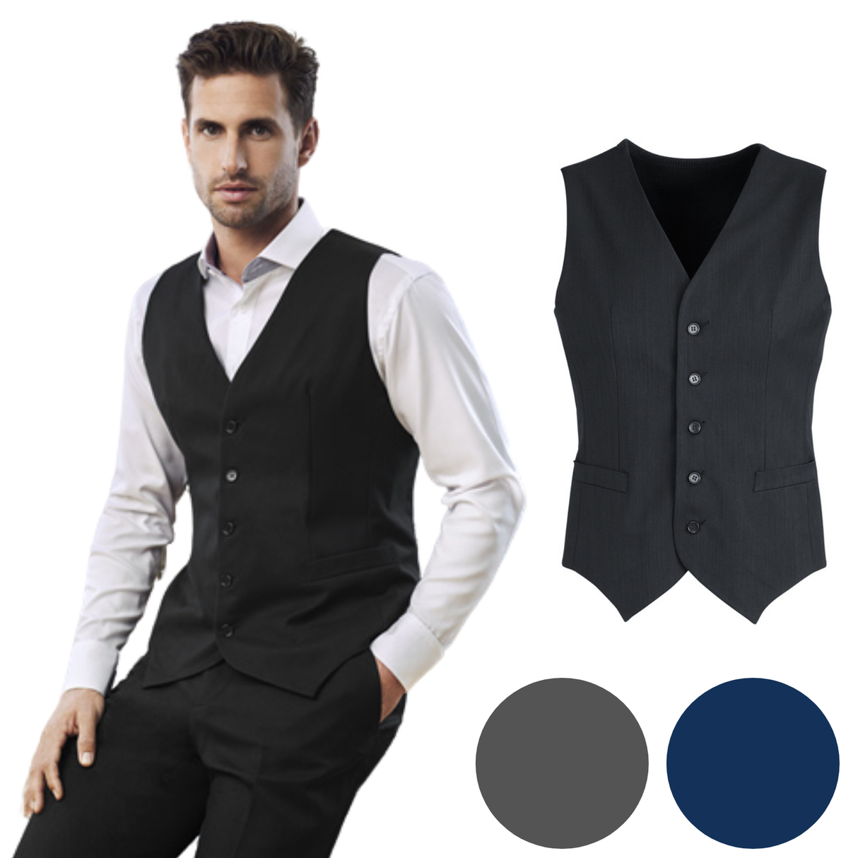 Mens Peaked Vest Waistcoat w/ Knitted Back Suit Formal Wedding Dress Up