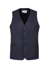 Mens Bamboo Blend Longline Vest Waistcoat w/ Stretch Business Forrnal Dress - Navy