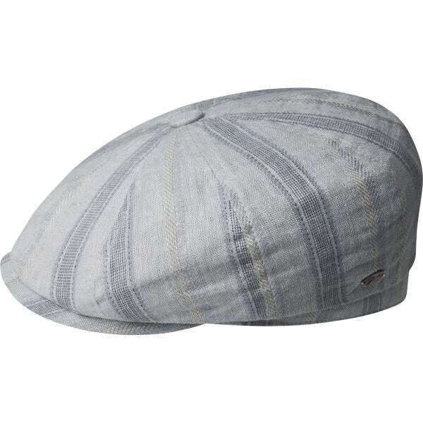 Bailey Mens Willesden Ivy Newsboy Flat Cap Hat - Light Blue Stripe