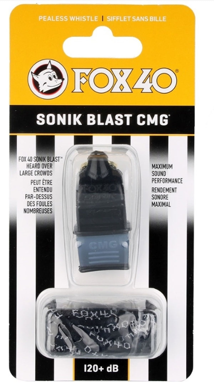 Fox 40 Sonik Blast CMG Pealess Whistle Outdoor Safety Referee Sports - Black