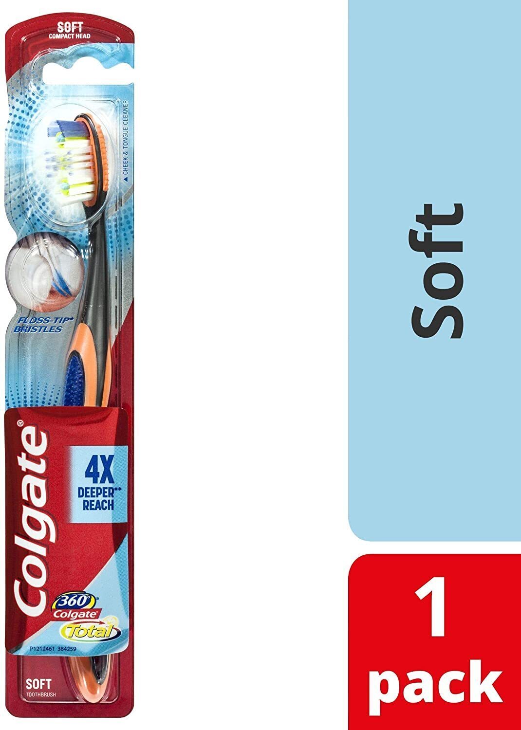 1 Pack Colgate Toothbrush Floss Tip Bristles Soft Compact Head - Assorted