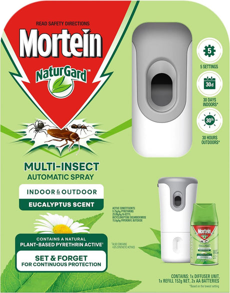 Mortein NaturGard Multi-Insect Automatic Spray Eucalyptus Indoor & Outdoor Prime 152g