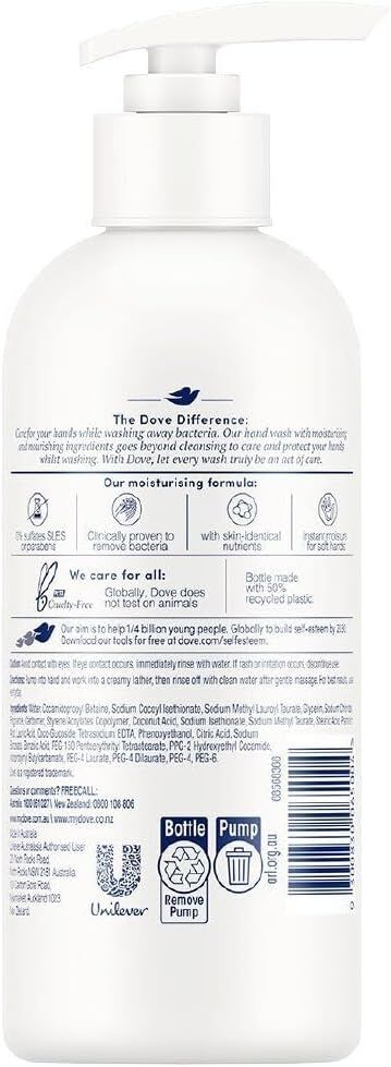 Dove Hand Wash, Moisturising And Removes Bacteria, Hydrating Care 330ml