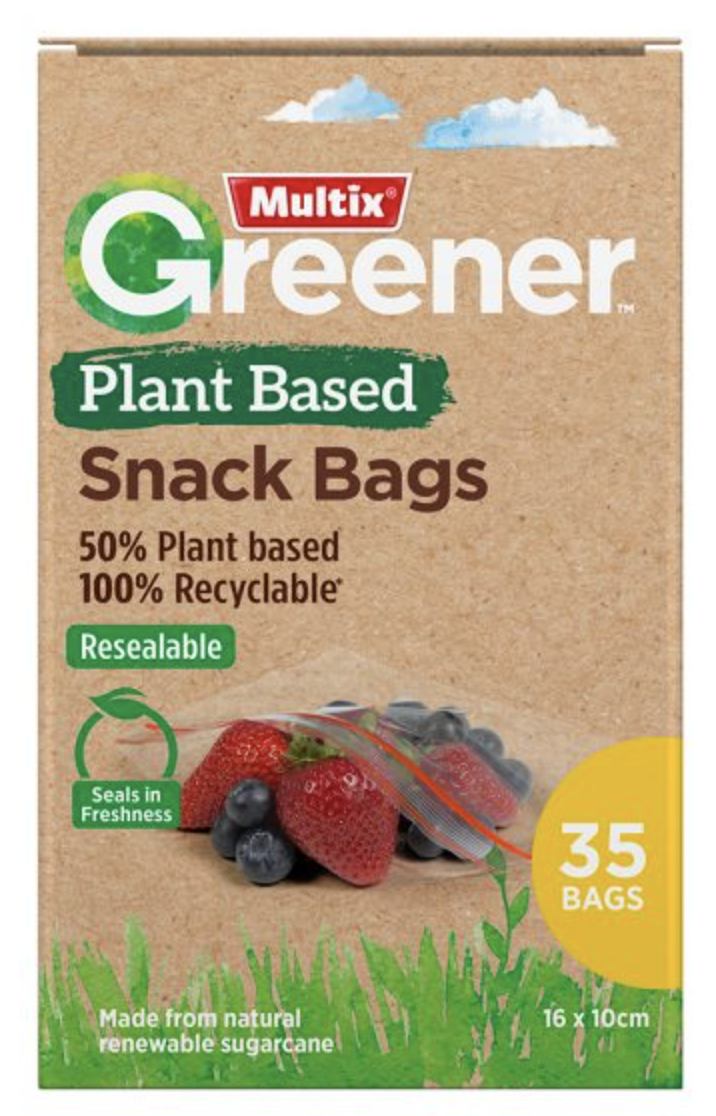 Multix Greener Degradable Snack Bags Resealable 16cm x 10cm - 1 Pack of 35 Bags