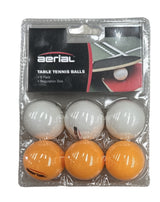 Aerial 1 Pack of 6 Table Tennis Balls - White & Orange