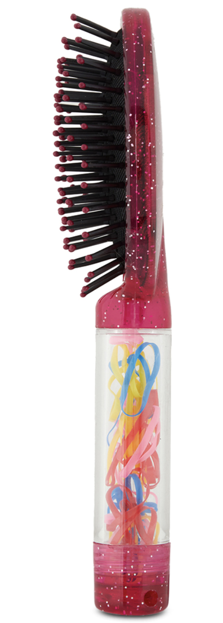 Indulge Kids Hair Brushes With Hair Ties/Clips Set - Assorted Colours