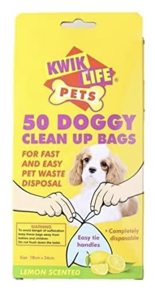 Kwik Life Pets Doggy Poop Clean Up Waste Bags Lemon Scented - 1 Pack of 50 bags