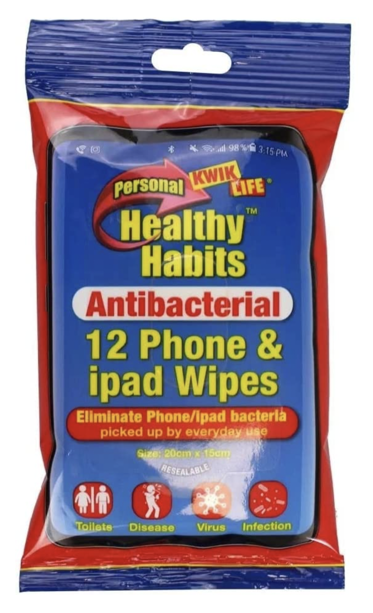 Kwik Life Healthy Habits Antibacterial Phone and Ipad Wet Wipes