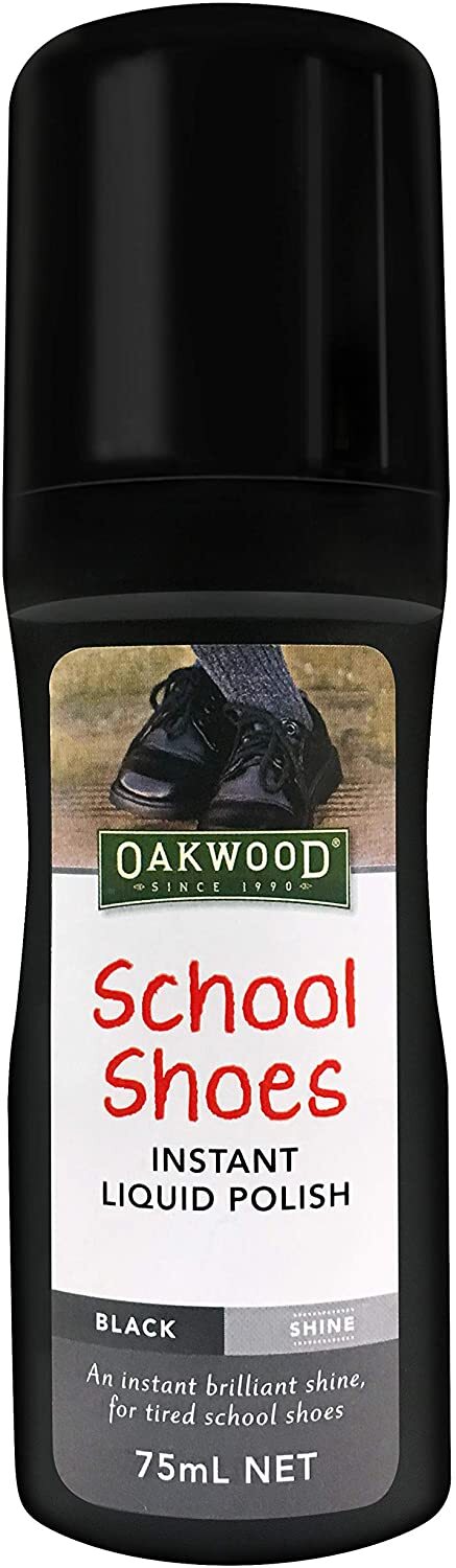 Oakwood 75ml School Shoes Instant Liquid Polish Black Shine