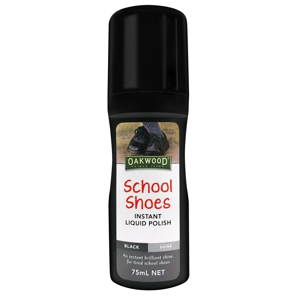 Oakwood 75ml School Shoes Instant Liquid Polish - Black Shine