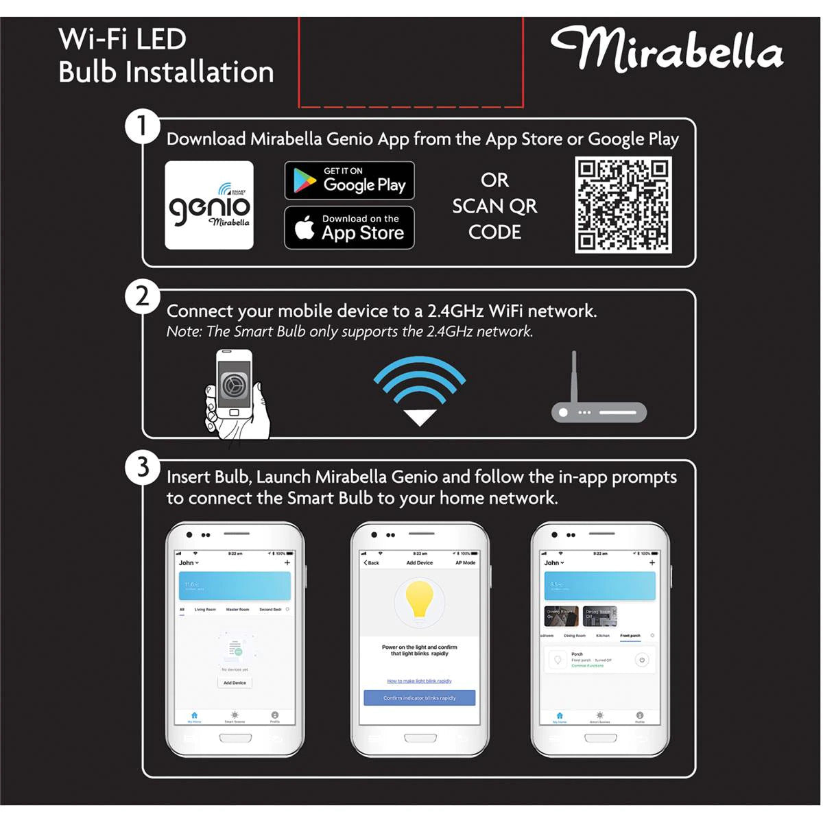 Mirabella Genio Wifi Dimmable 9w Led Gls Bayonet Cap