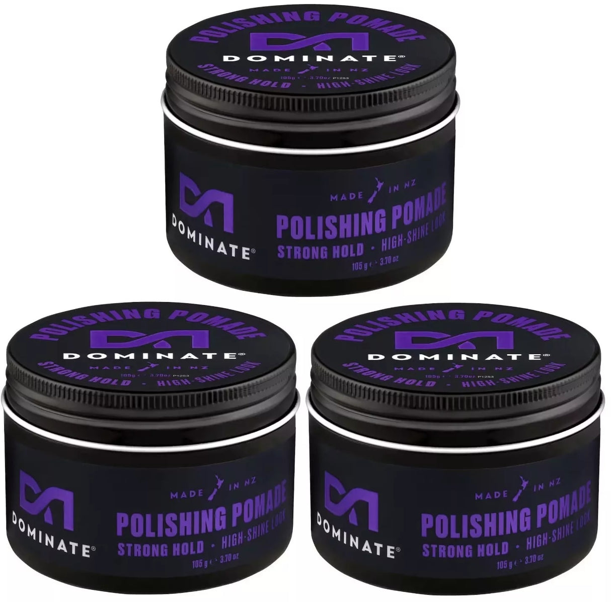 3x Dominate Polishing Pomade Strong Hold High Shine 105g