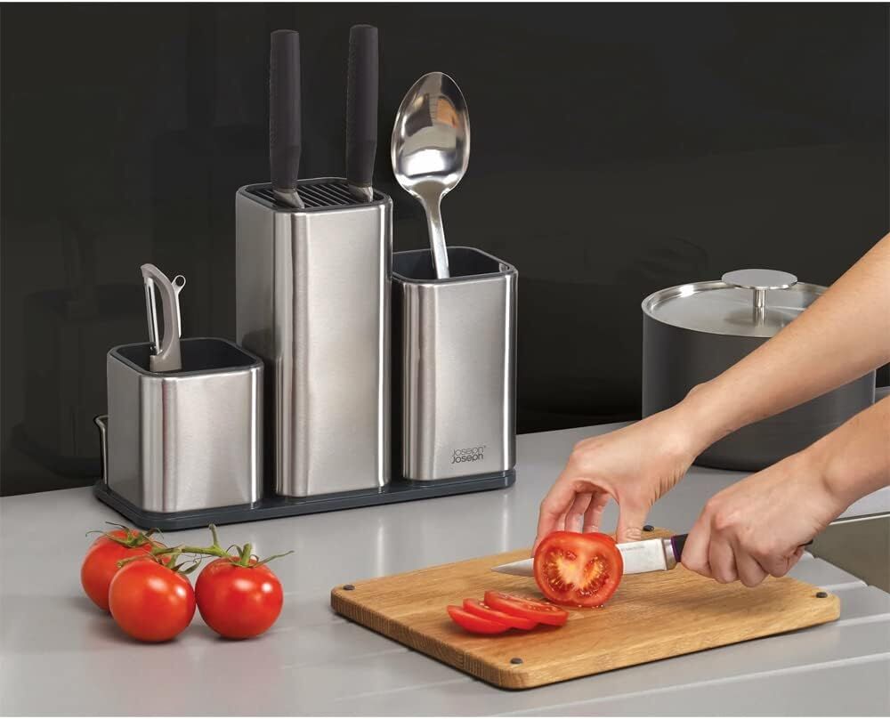 Joseph Joseph CounterStore Stainless Steel Kitchen Organizer w/ Chopping Cutting Board