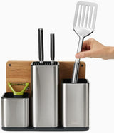 Joseph Joseph CounterStore Stainless Steel Kitchen Organizer w/ Chopping Cutting Board