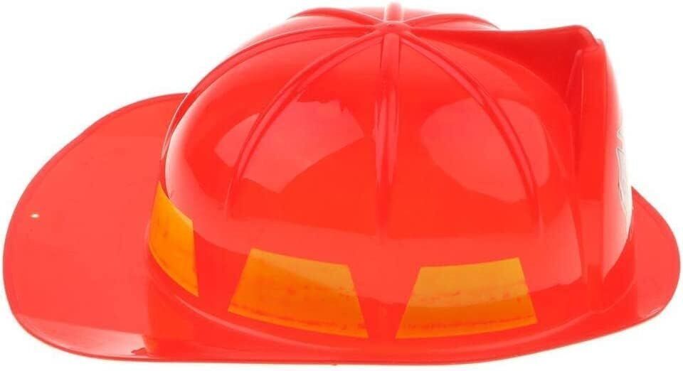 12x KIDS FIREMAN HAT Firemans Helmet Costume Dress Up Party Red Plastic Halloween Cap