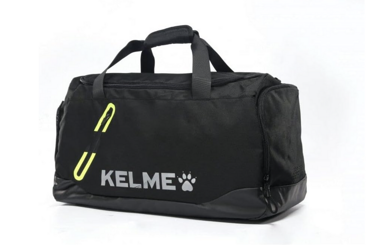 KELME Duffel Gym Football Soccer Duffle Bag - Black/Neon Green